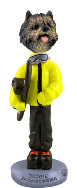 Brindle Cairn Terrier Snowboarder Doogie Collectible Dog Figurine