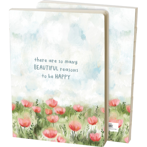 Double Sided Journal Notebook - Beautiful Reasons To Be Happy - Red Poppies Design from Primitives by Kathy