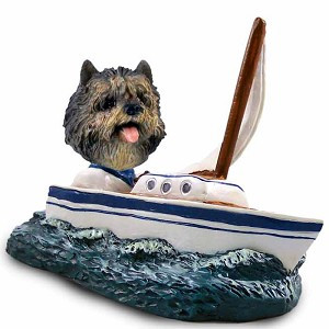 Brindle Cairn Terrier Sailboat Doogie Collectible Dog Figurine