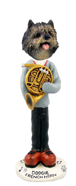 Brindle Cairn Terrier French Horn Doogie Collectible Dog Figurine
