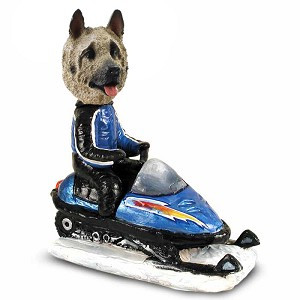 Fawn Akita Snowmobile Doogie Collectible Dog Figurine