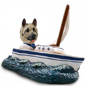 Fawn Akita Sailboat Doogie Collectible Dog Figurine