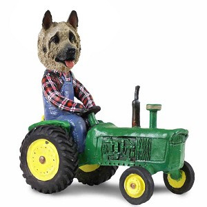 Fawn Akita Tractor Doogie Collectible Dog Figurine