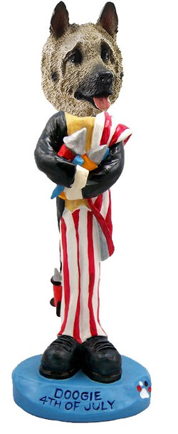 Fawn Akita 4th of July Doogie Collectible Dog Figurine