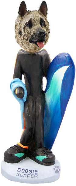 Fawn Akita Surfer Doogie Collectible Dog Figurine