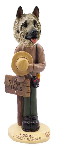 Fawn Akita Forest Ranger Doogie Collectible Dog Figurine