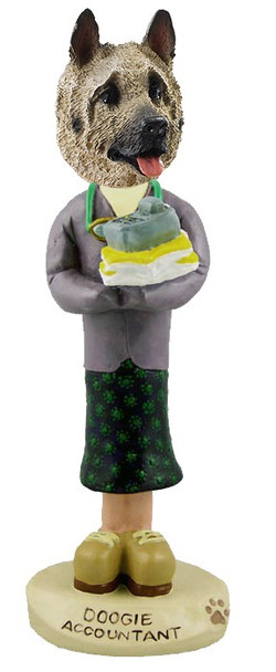 Fawn Akita Female Accountant Doogie Collectible Dog Figurine