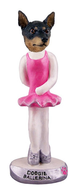 Tan & Black Miniature Pinscher Ballerina Doogie Collectible Dog Figurine