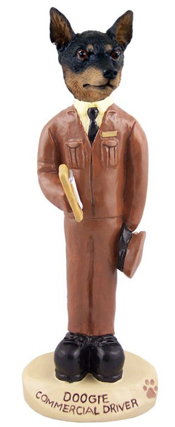 Tan & Black Miniature Pinscher Commercial Driver Doogie Collectible Dog Figurine