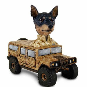 Tan & Black Miniature Pinscher Hummer Doogie Collectible Dog Figurine
