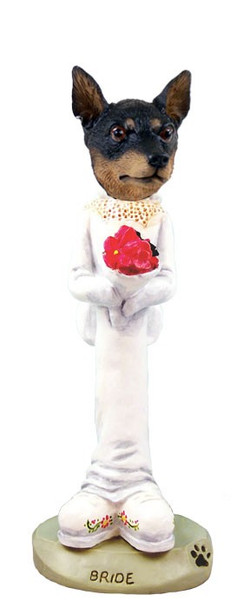 Tan & Black Miniature Pinscher Bride Doogie Collectible Dog Figurine