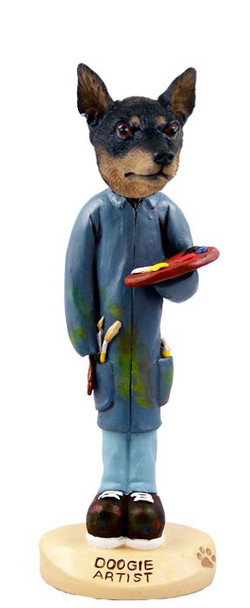 Tan & Black Miniature Pinscher Artist Doogie Collectible Dog Figurine