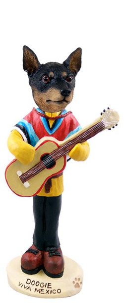 Tan & Black Miniature Pinscher Viva Mexico Doogie Collectible Dog Figurine