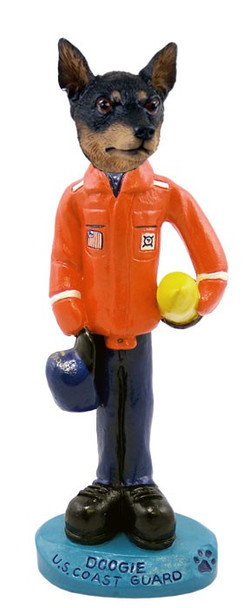 Tan & Black Miniature Pinscher U S Coast Guard Doogie Collectible Dog Figurine