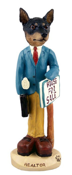 Tan & Black Miniature Pinscher Male Realtor Doogie Collectible Dog Figurine