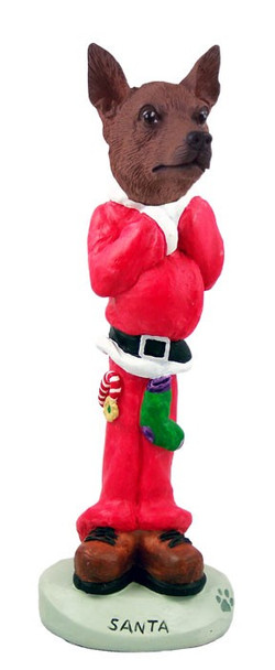 Red & Brown Miniature Pinscher Santa Doogie Collectible Dog Figurine
