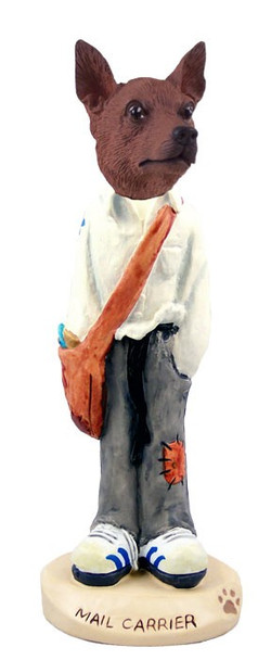 Red & Brown Miniature Pinscher Mail Carrier Doogie Collectible Dog Figurine