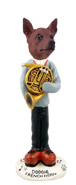 Red & Brown Miniature Pinscher French Horn Doogie Collectible Dog Figurine