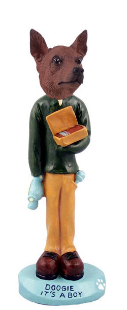 Red & Brown Miniature Pinscher It's a Boy Doogie Collectible Dog Figurine