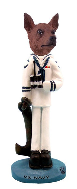 Red & Brown Miniature Pinscher U S Navy Doogie Collectible Dog Figurine