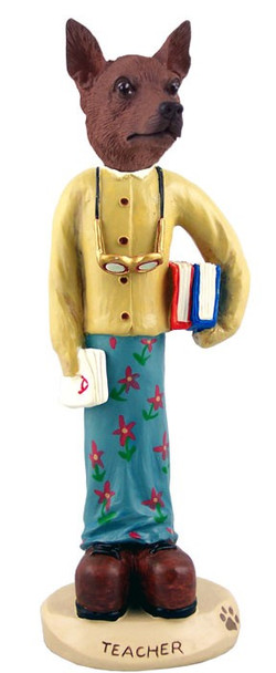 Red & Brown Miniature Pinscher Female Teacher Doogie Collectible Dog Figurine