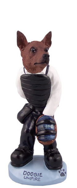 Red & Brown Miniature Pinscher Umpire Doogie Collectible Dog Figurine