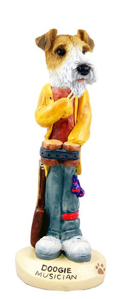 Red Wire Fox Terrier Musician Doogie Collectible Dog Figurine