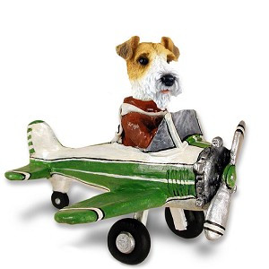 Red Wire Fox Terrier Airplane Doogie Collectible Dog Figurine