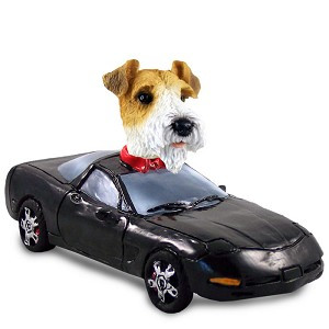 Red Wire Fox Terrier Sports Car Doogie Collectible Dog Figurine