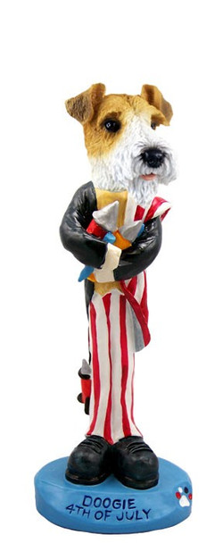 Red Wire Fox Terrier 4th of July Doogie Collectible Dog Figurine