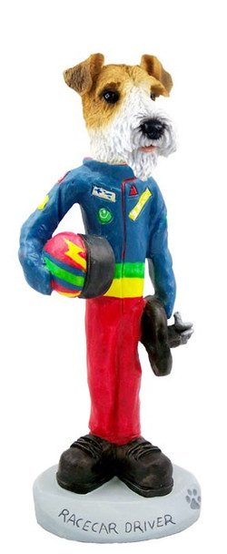 Red Wire Fox Terrier Racecar Driver Doogie Collectible Dog Figurine