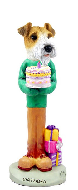 Red Wire Fox Terrier Birthday Doogie Collectible Dog Figurine