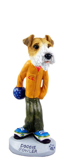 Red Wire Fox Terrier Bowler Doogie Collectible Dog Figurine