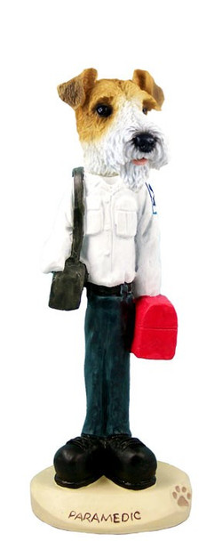 Red Wire Fox Terrier Paramedic Doogie Collectible Dog Figurine