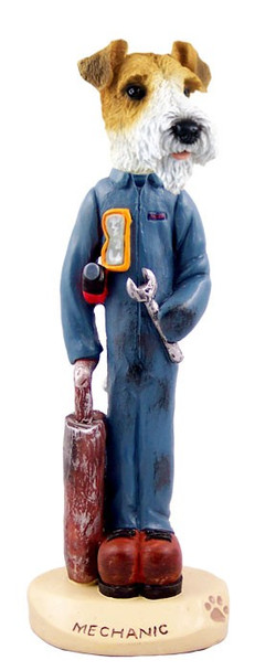 Red Wire Fox Terrier Mechanic Doogie Collectible Dog Figurine