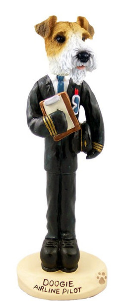 Red Wire Fox Terrier Airline Pilot Doogie Collectible Dog Figurine