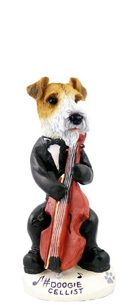 Red Wire Fox Terrier Cellist Doogie Collectible Dog Figurine
