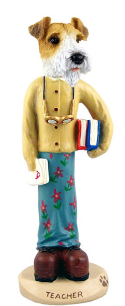 Red Wire Fox Terrier Female Teacher Doogie Collectible Dog Figurine