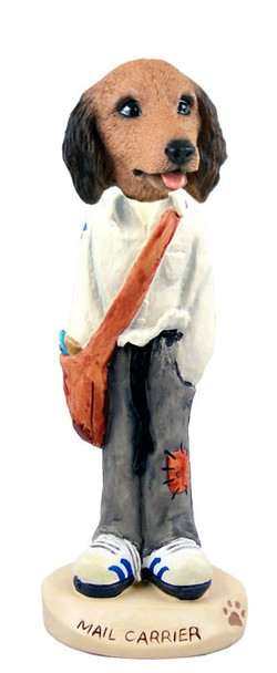 Longhaired Red Dachshund Mail Carrier Doogie Collectible Dog Figurine
