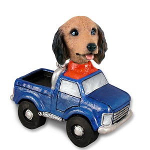 Longhaired Red Dachshund Pickup Doogie Collectible Dog Figurine