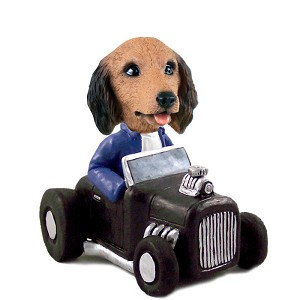 Longhaired Red Dachshund Hot Rod Doogie Collectible Dog Figurine