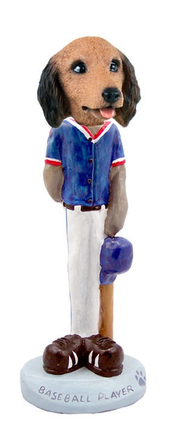 Longhaired Red Dachshund Baseball Doogie Collectible Dog Figurine