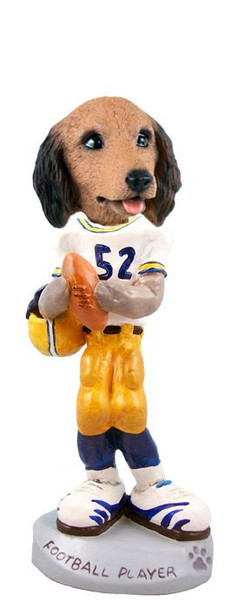 Longhaired Red Dachshund Football Player Doogie Collectible Dog Figurine
