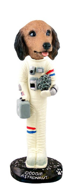 Longhaired Red Dachshund Astronaut Doogie Collectible Dog Figurine