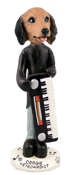 Longhaired Red Dachshund Keyboardist Doogie Collectible Dog Figurine