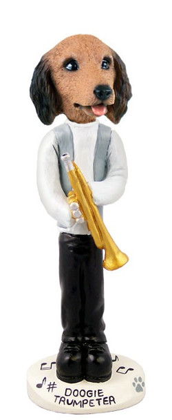 Longhaired Red Dachshund Trumpeter Doogie Collectible Dog Figurine