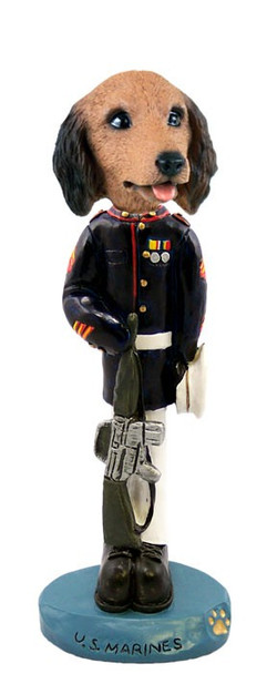 Longhaired Red Dachshund U S Marines Doogie Collectible Dog Figurine