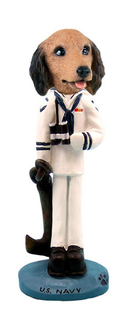 Longhaired Red Dachshund U S Navy Doogie Collectible Dog Figurine