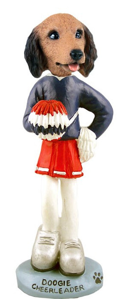 Longhaired Red Dachshund Cheerleader Doogie Collectible Dog Figurine