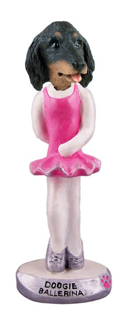 Longhaired Black Dachshund Ballerina Doogie Collectible Dog Figurine